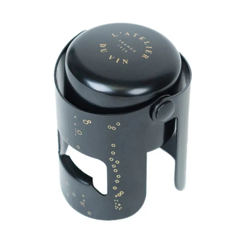 Bouchon Gard'Bulles tampa de garrafa, Preto L'Atelier du Vin
