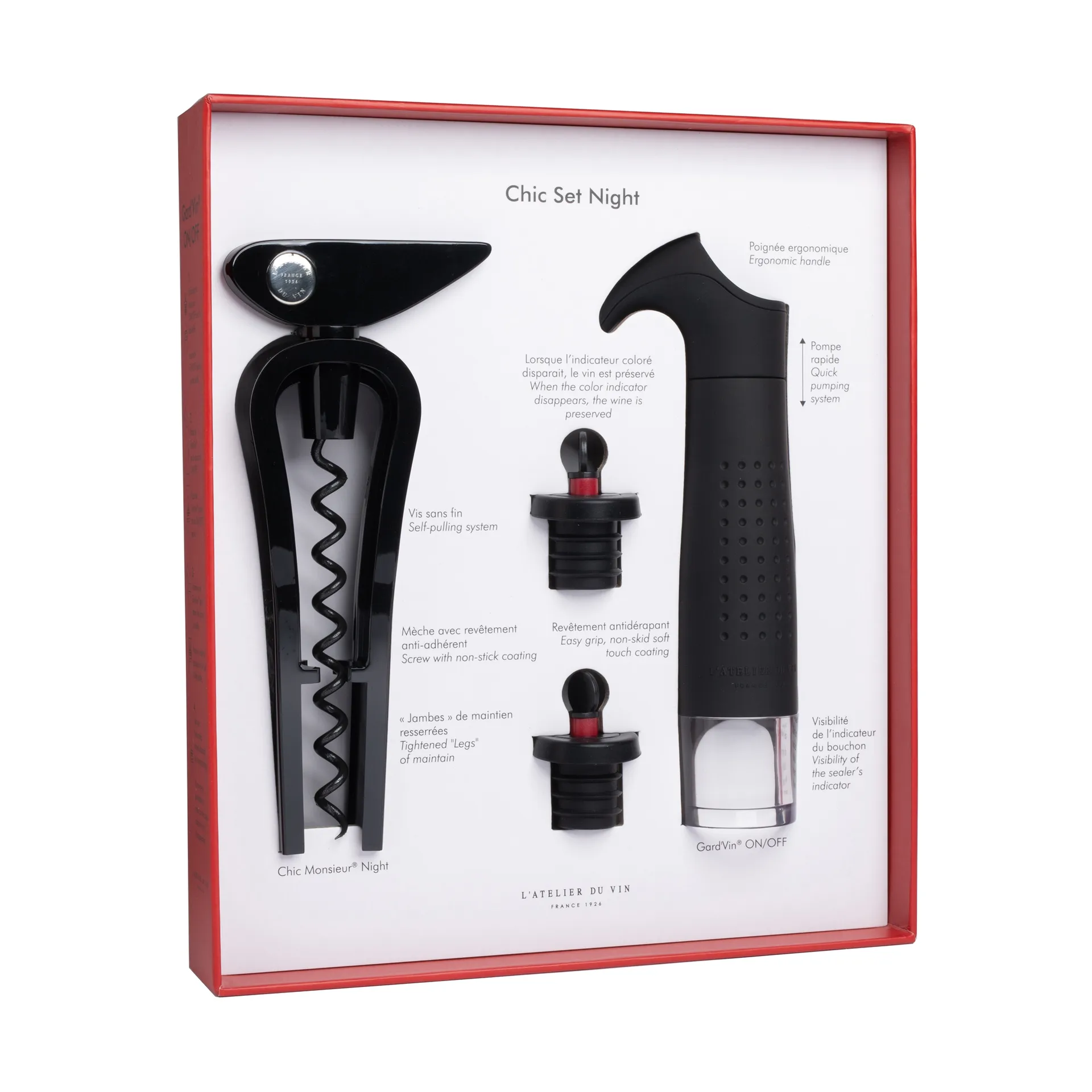 Chic set night conjunto de acessórios para vinho, 4 peças L'Atelier du Vin