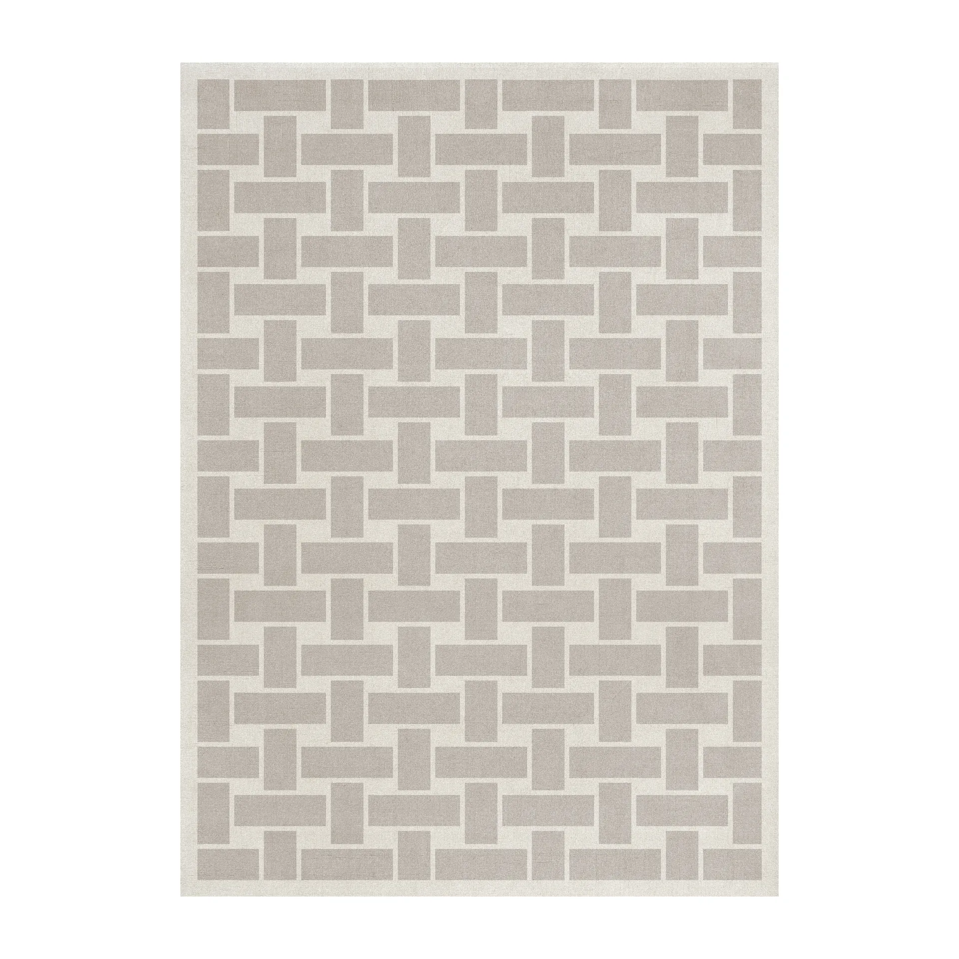 60S Geo Basket Weave tapete de lã, Oatmeal. 180x270 cm Layered