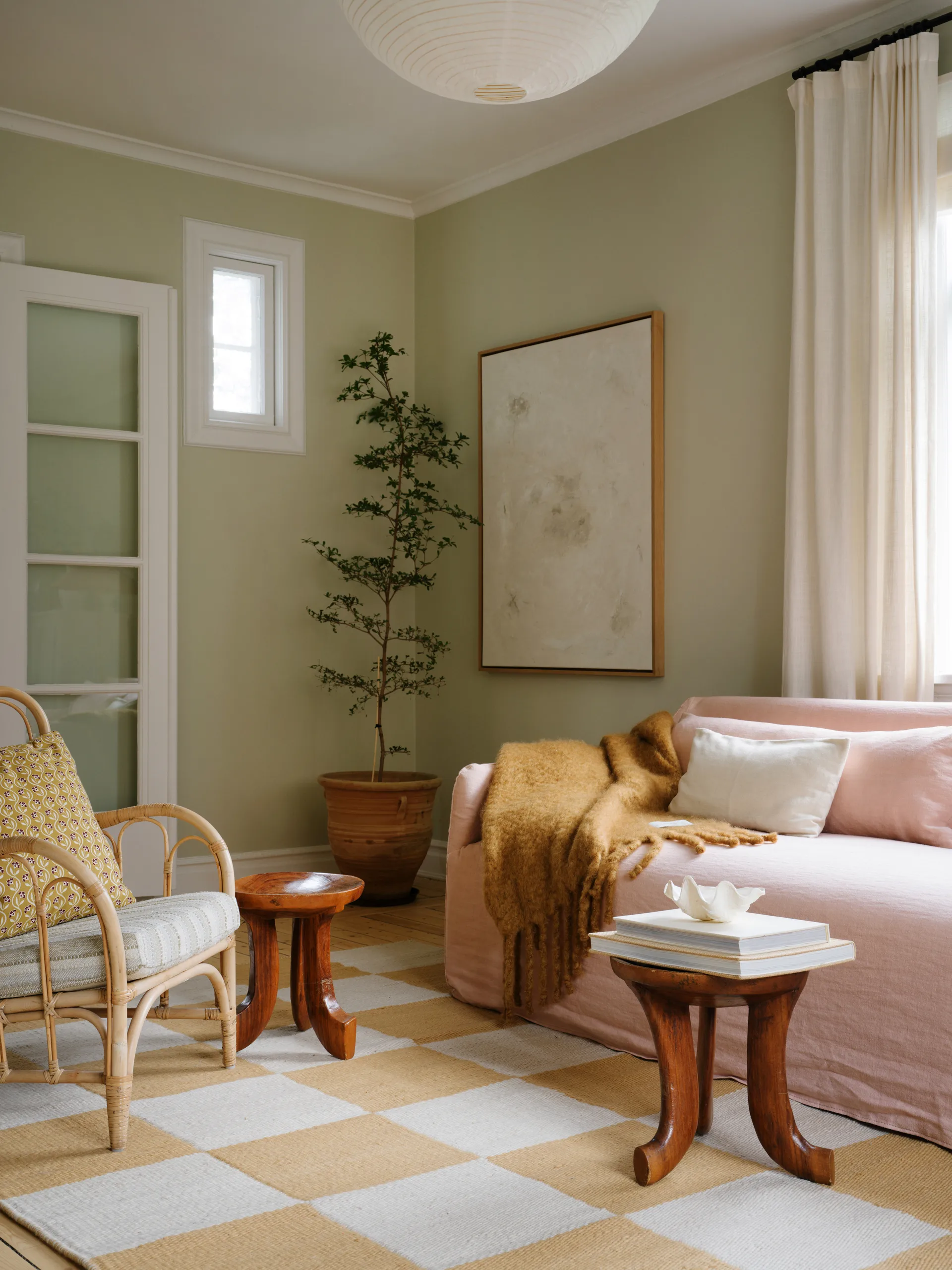 Tapete de lã Chess, Harvest yellow, 180x270 cm Layered