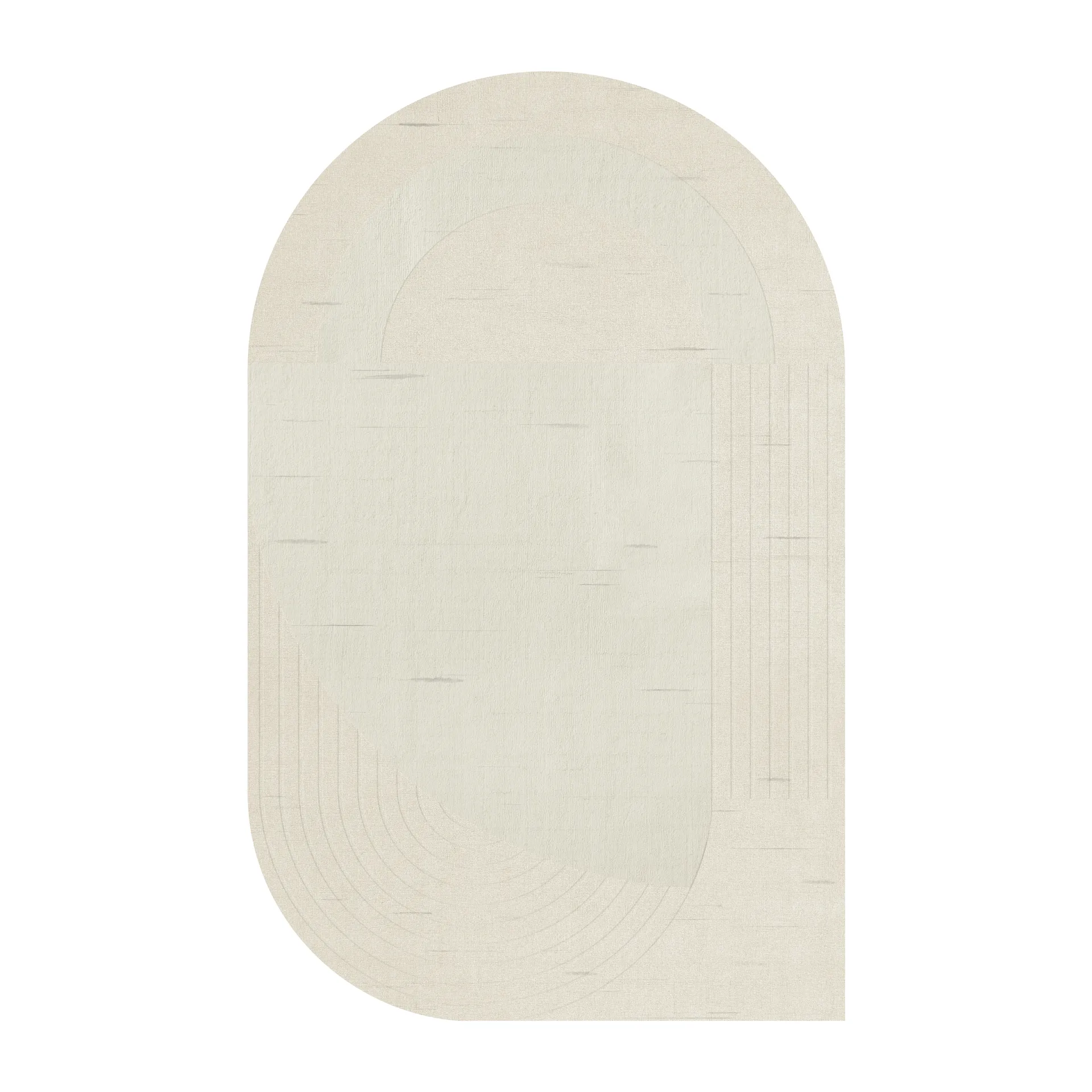 Tapete de lã Circular 220x350 cm, Bone White Layered