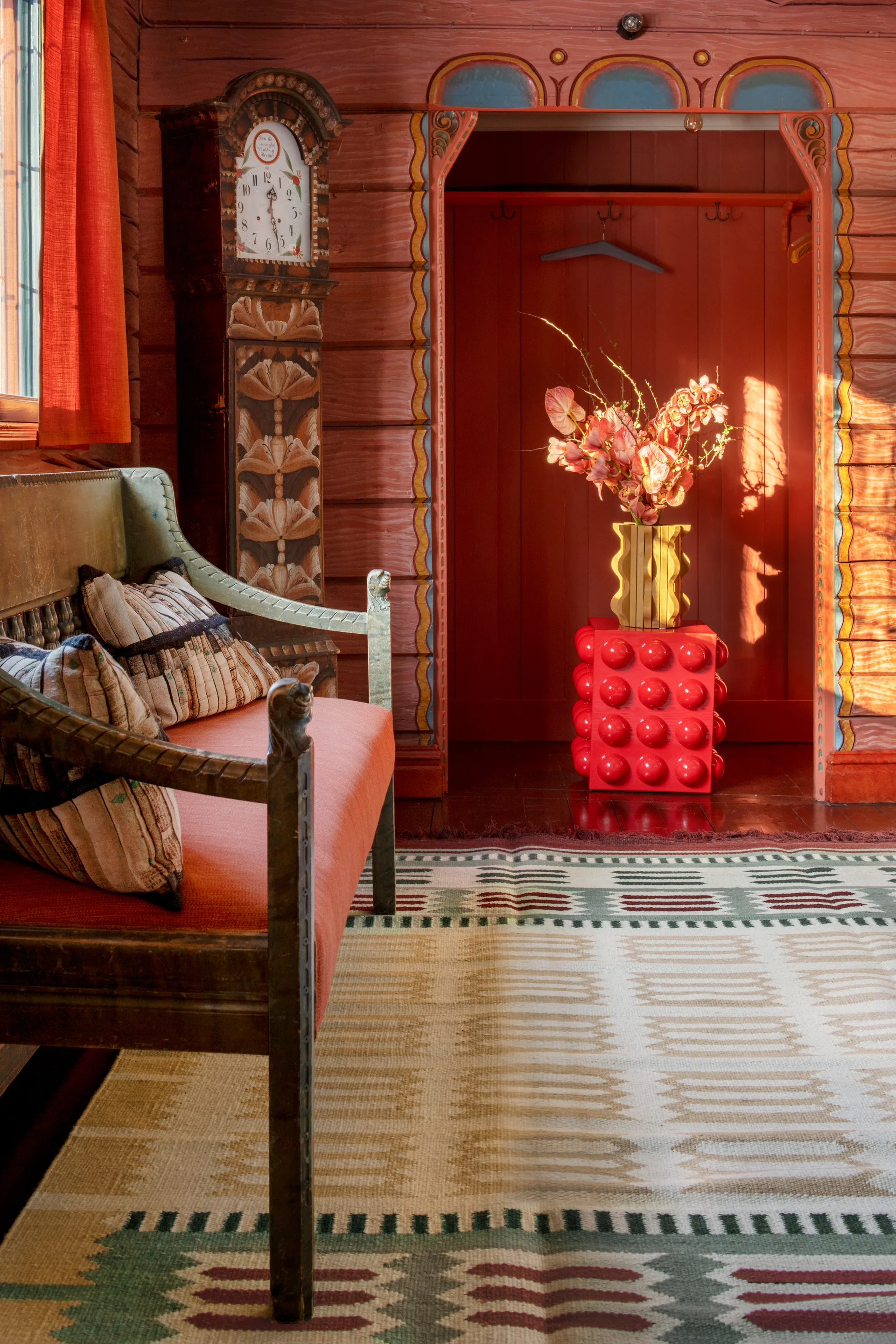 Tapete de lã Röllakan Hilma, Primrose, 250x250 cm Layered