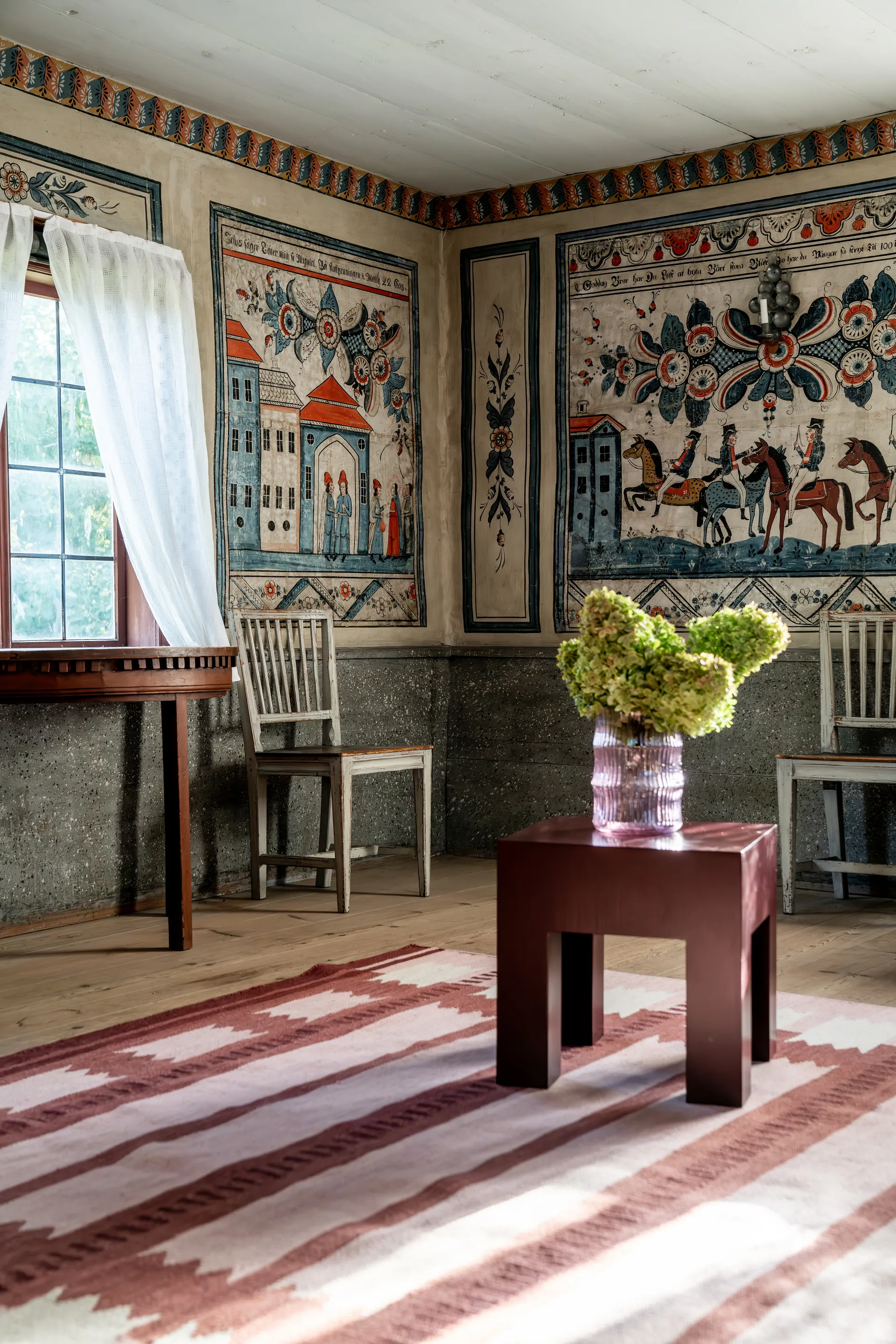 Tapete de lã Röllakan Iris, Rasberry, 180x270 cm Layered