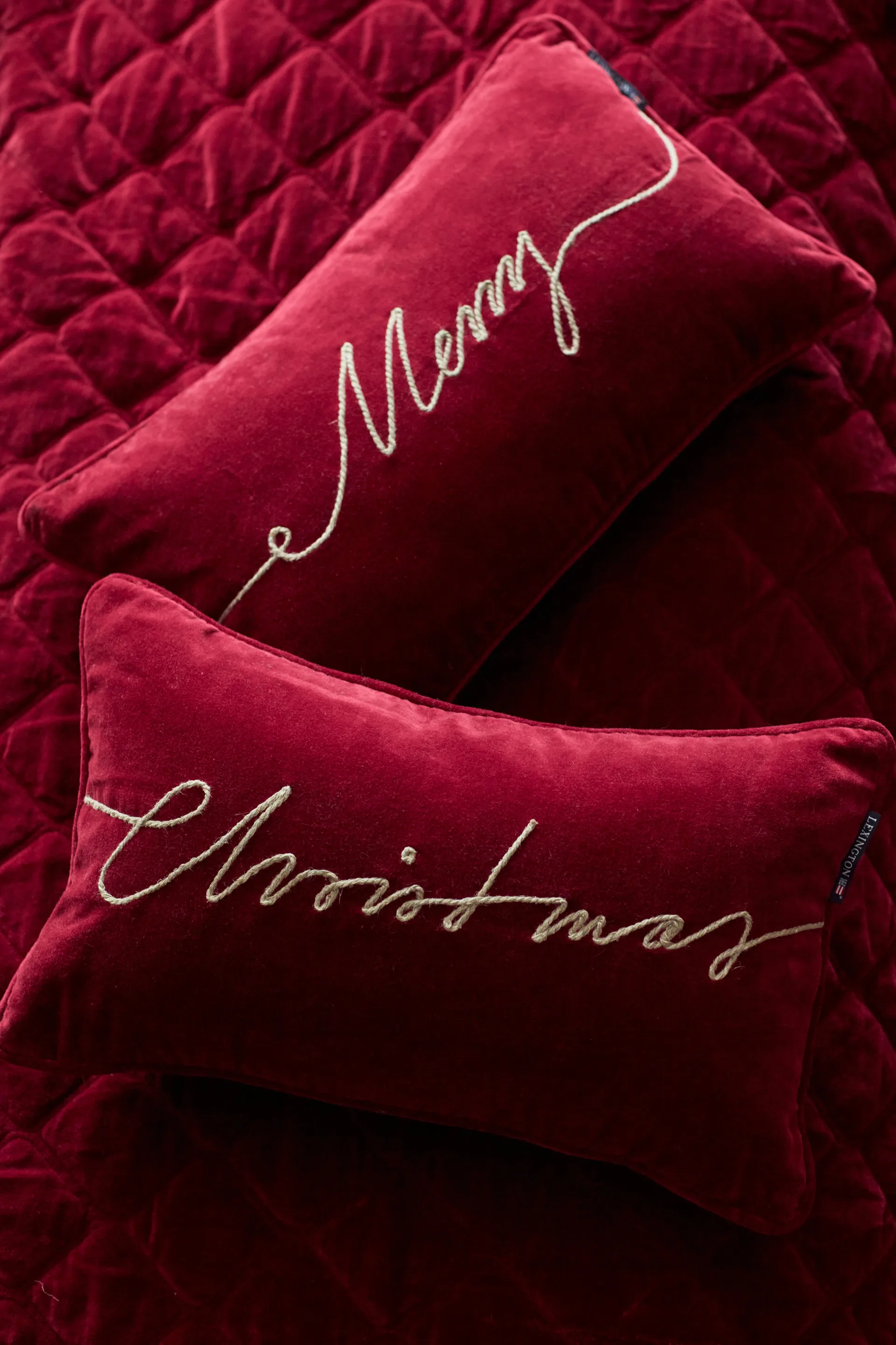 Almofada algodão e veludo Algodão Merry 30x50 cm, Vermelho Lexington