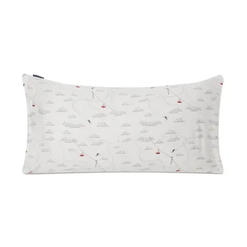 Almofada de algodão e cetim estampada Winter 50x90 cm - vermelho-cinzento-branco - Lexington