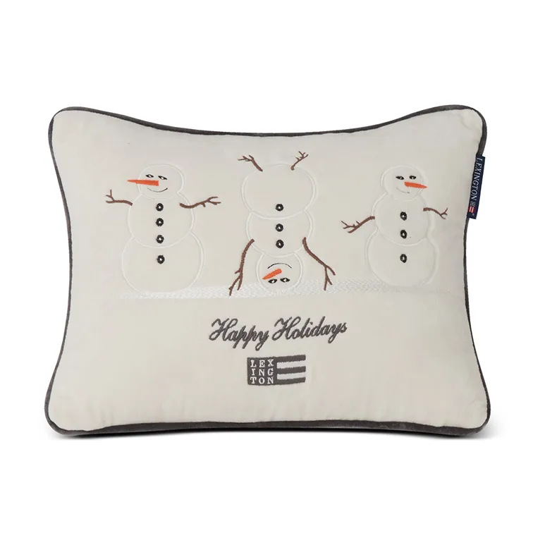 Almofada de algodão e veludo Bonecos de neve bordados 30x40 cm,  Lexington
