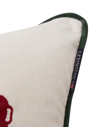 Almofada de algodão e veludo Holiday Car Organic 30x40 cm - Branco-vermelho multi - Lexington