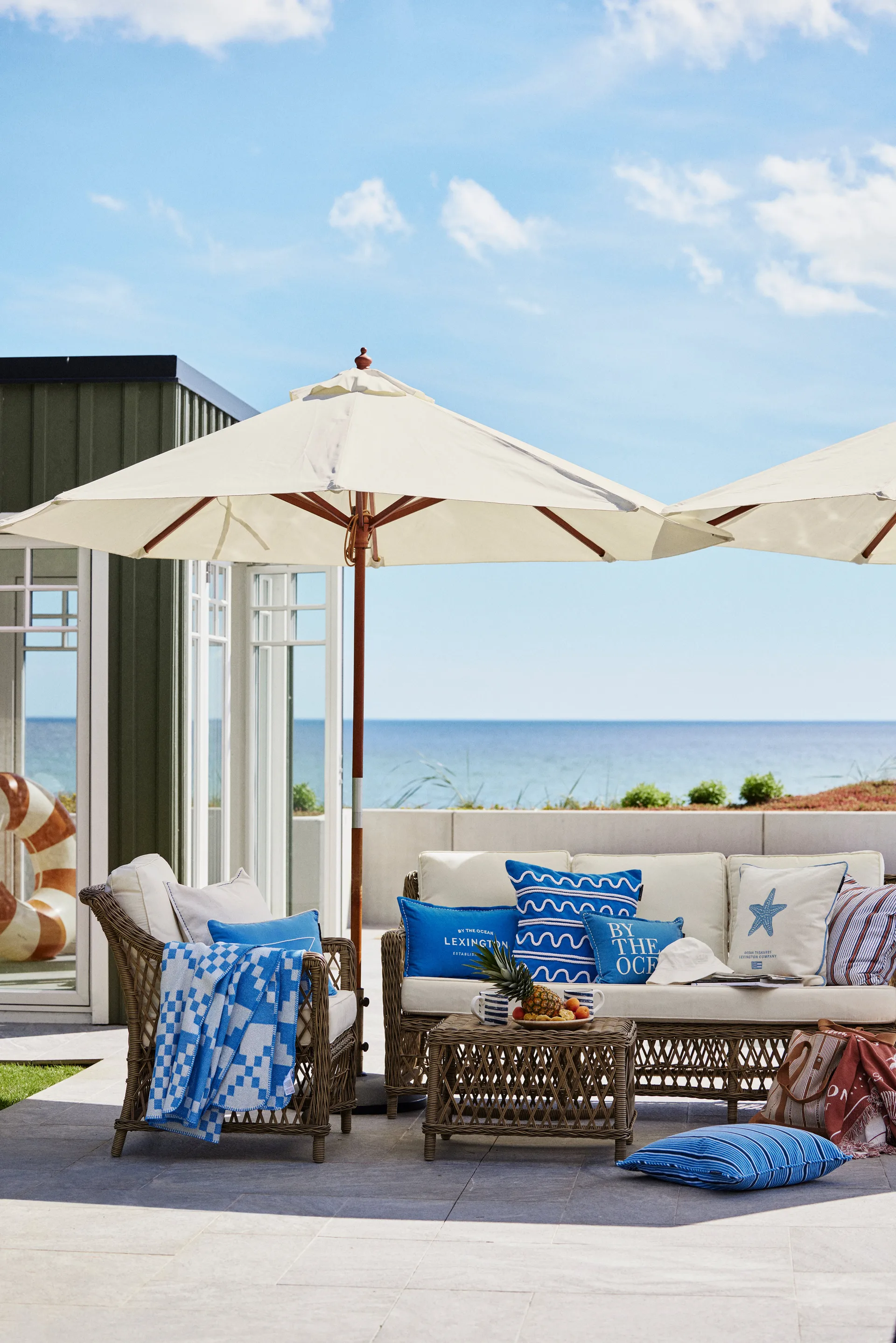 Almofada Logo Embroidered Linen/Cotton 30x50 cm, Blue Lexington