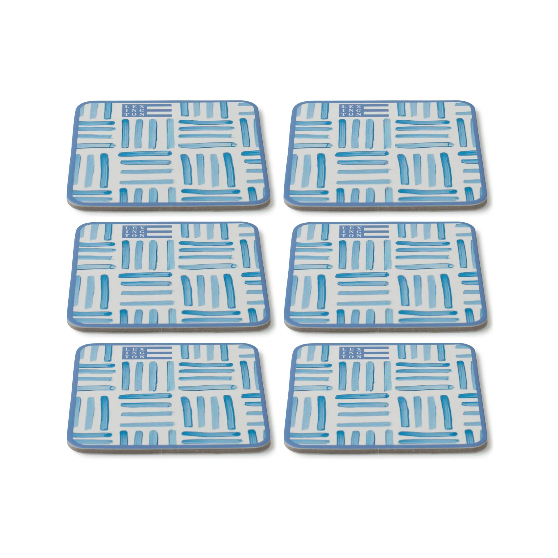 Base para copos Graphic Printed 6 un., Blue-White Lexington