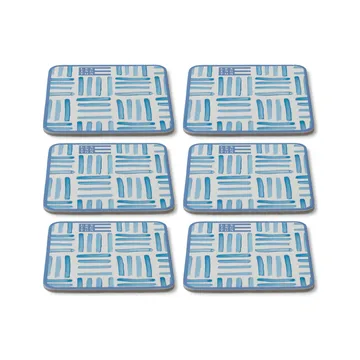 Base para copos Graphic Printed 6 un. - Blue-White - Lexington