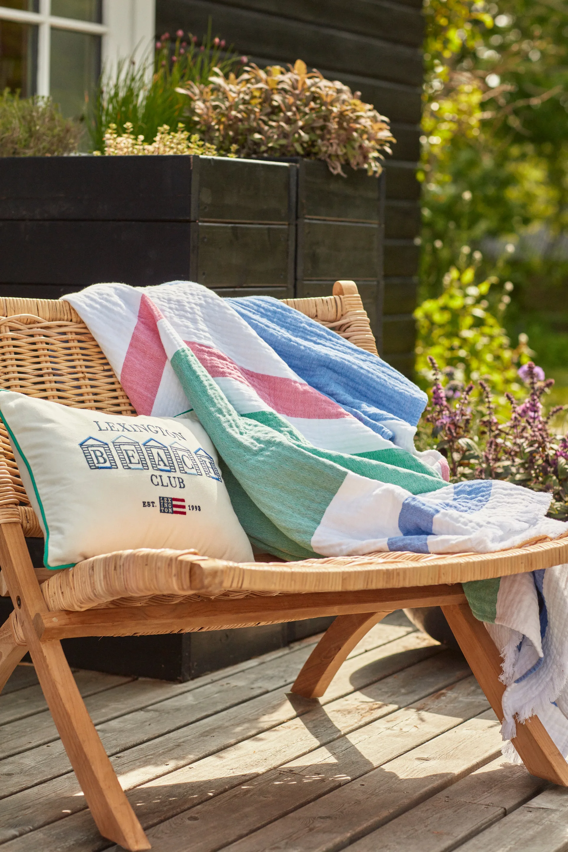 Beach Club almofada bordada 30x40 cm, Azul-branco-verde Lexington