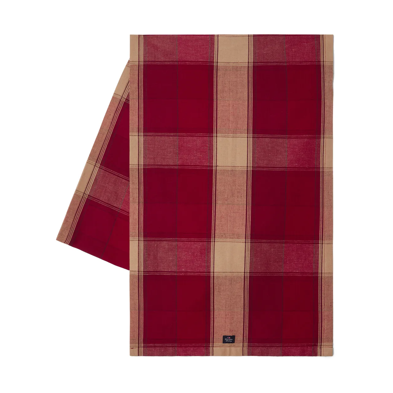 Caminho de mesa em linho e algodão xadrez 50x350 cm, Vermelho-bege Lexington