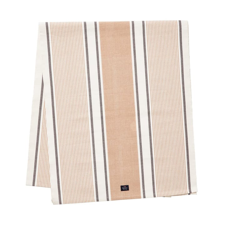 Caminho de mesa Striped Organic Cotton 50x250 cm - Branco-bege - Lexington