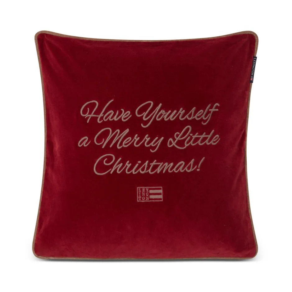 Capa de almofada algodão e veludo Merry Little Org 50x50 cm, vermelho-bege Lexington