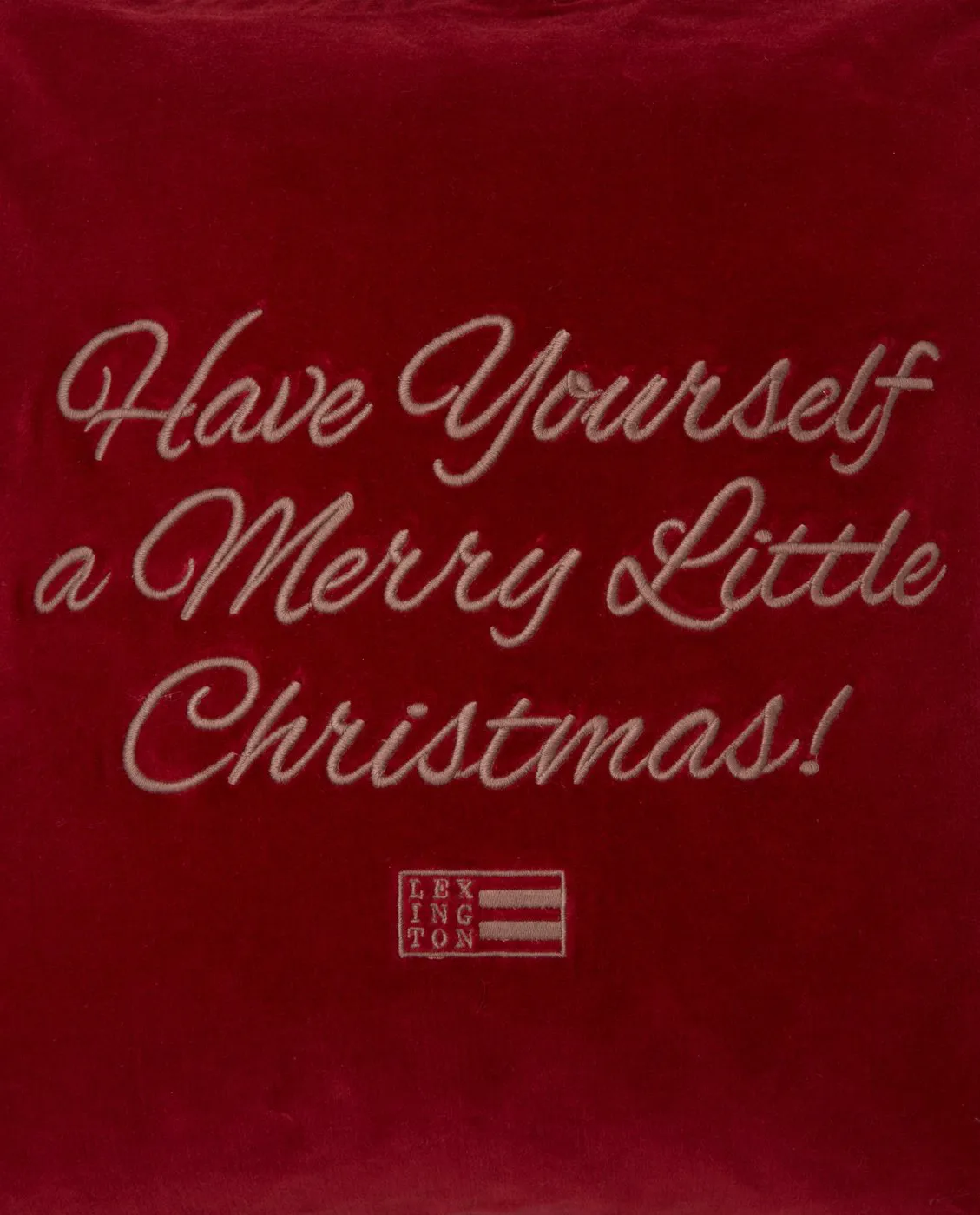 Capa de almofada algodão e veludo Merry Little Org 50x50 cm, vermelho-bege Lexington