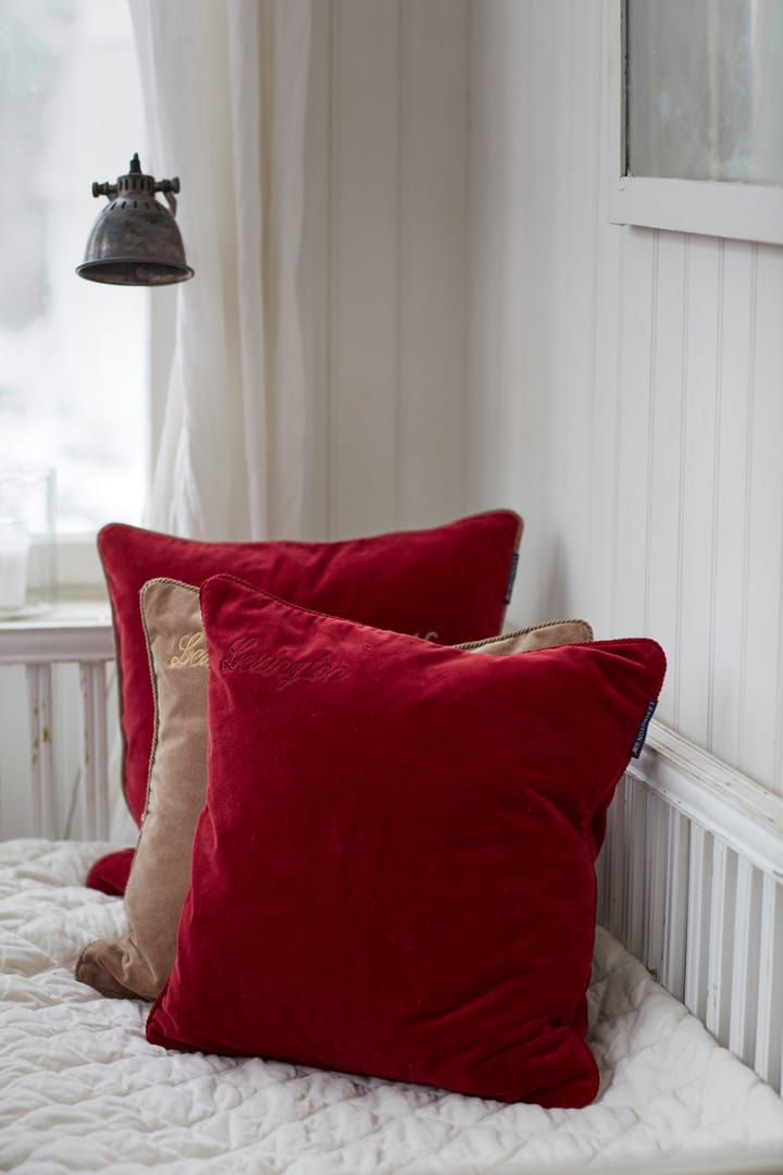 Capa de almofada algodão e veludo Organic 50x50 cm, Vermelho Lexington