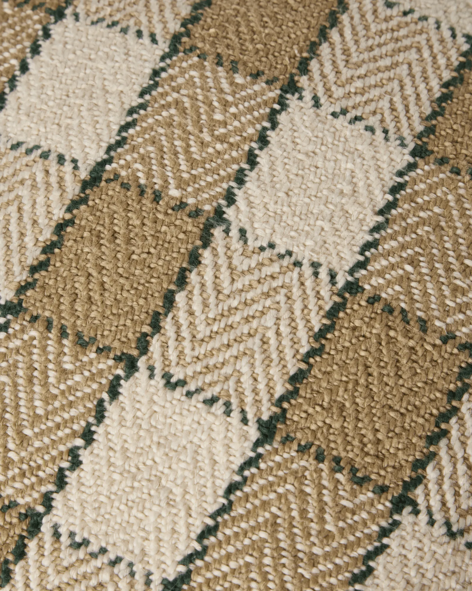 Capa de almofada em algodão orgânico aos quadrados com franjas, Bege-light beige-verde Lexington