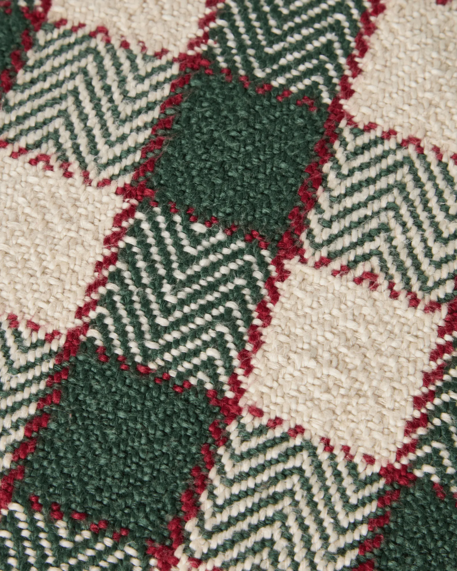 Capa de almofada em algodão orgânico aos quadrados com franjas, Green-light beige-red Lexington