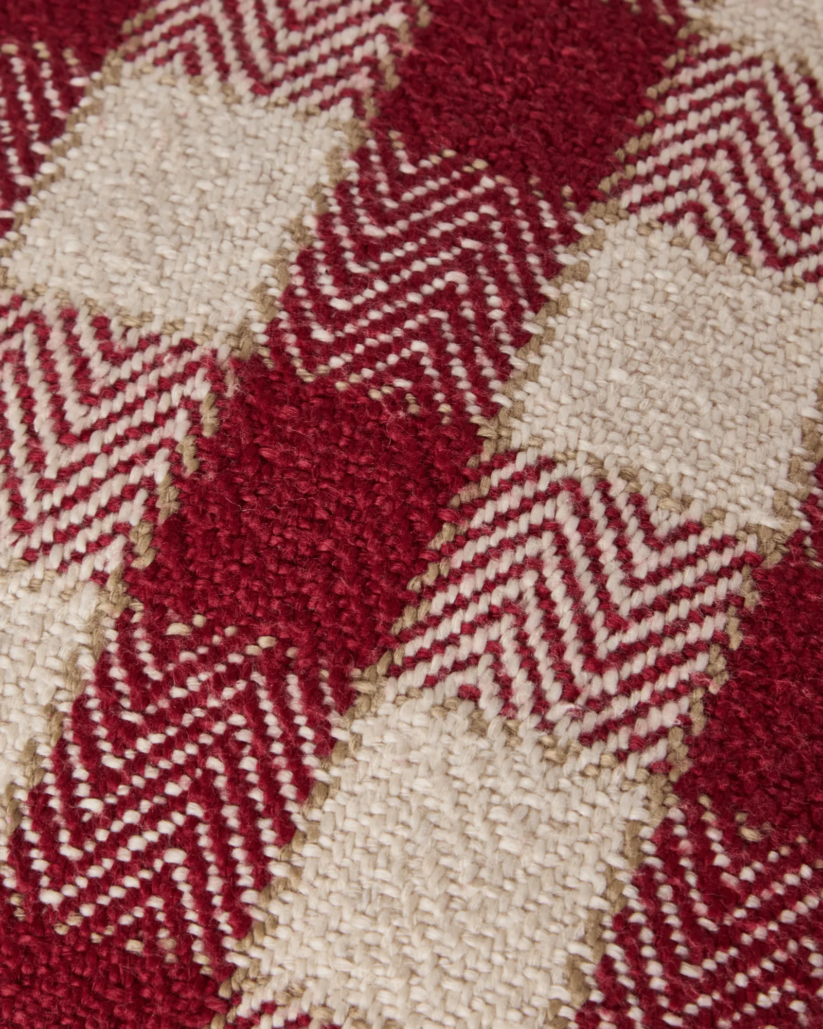 Capa de almofada em algodão orgânico aos quadrados com franjas, Red-claro bege-bege Lexington