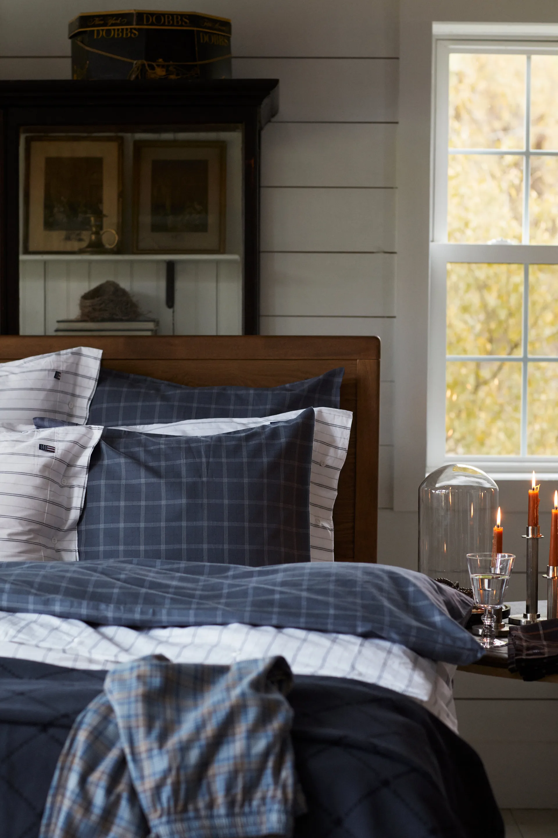 Capa de almofada em Oxford xadrez Pinpoint 50x60 cm, Dove Lexington
