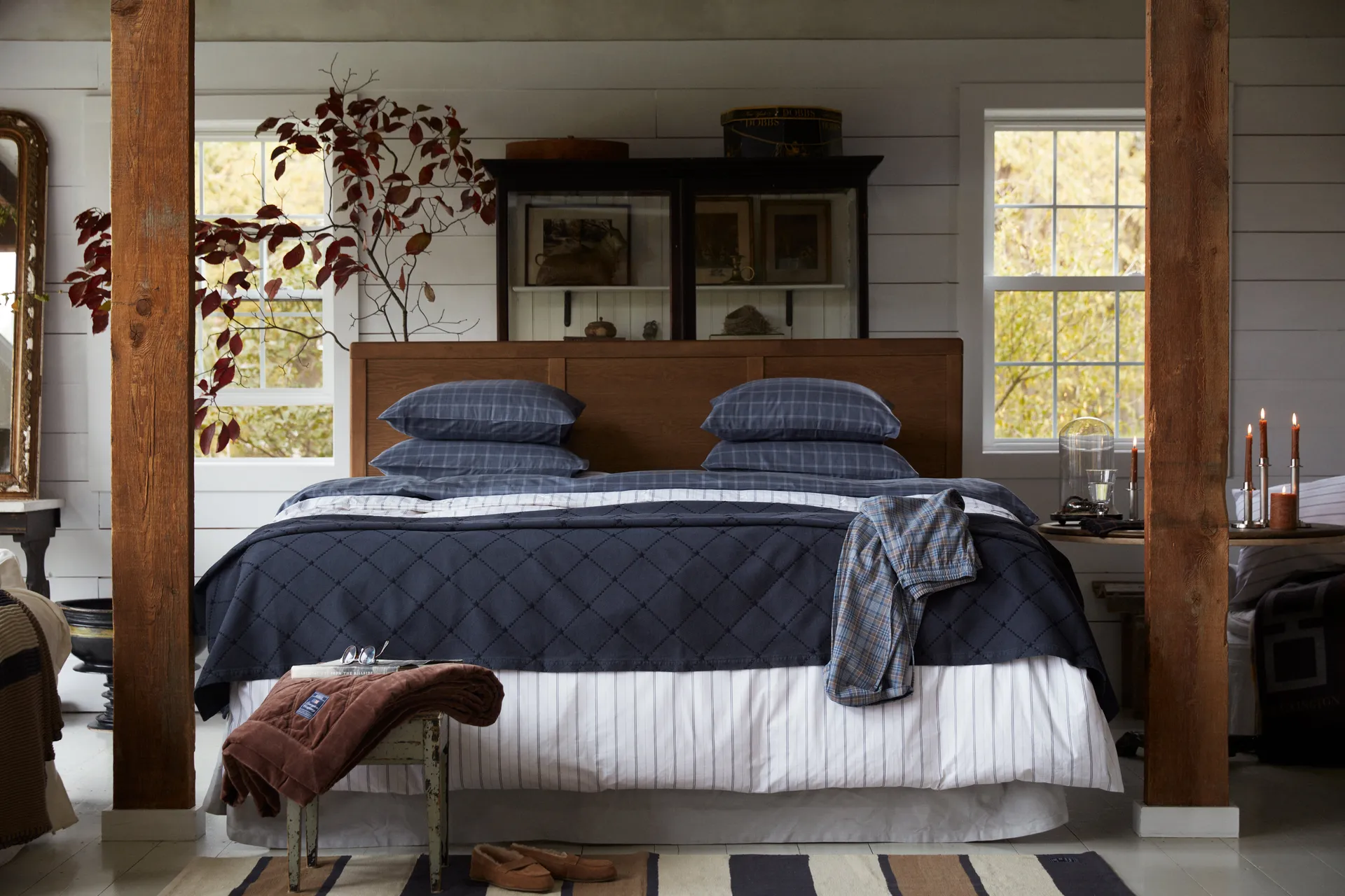 Capa de almofada em Oxford xadrez Pinpoint 50x60 cm, Dove Lexington