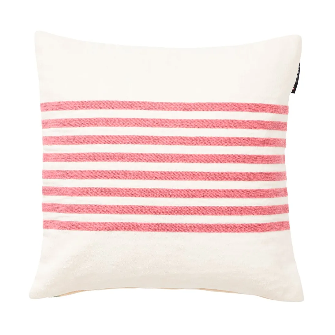 Capa de almofada Emboidery Striped Linen/Cotton 50x50 cm, Off White-vermelho Lexington