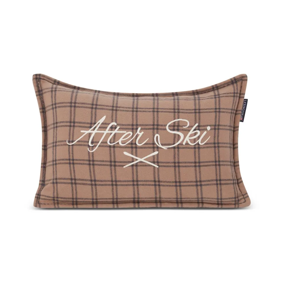 Capa de almofada Flanela After Ski Checked Algodão 30x50 cm, bege-cinzento escuro  Lexington
