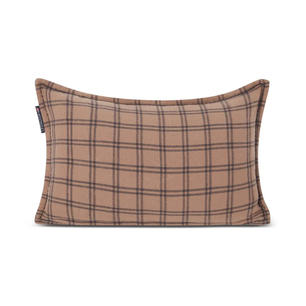 Capa de almofada Flanela After Ski Checked Algodão 30x50 cm, bege-cinzento escuro  Lexington