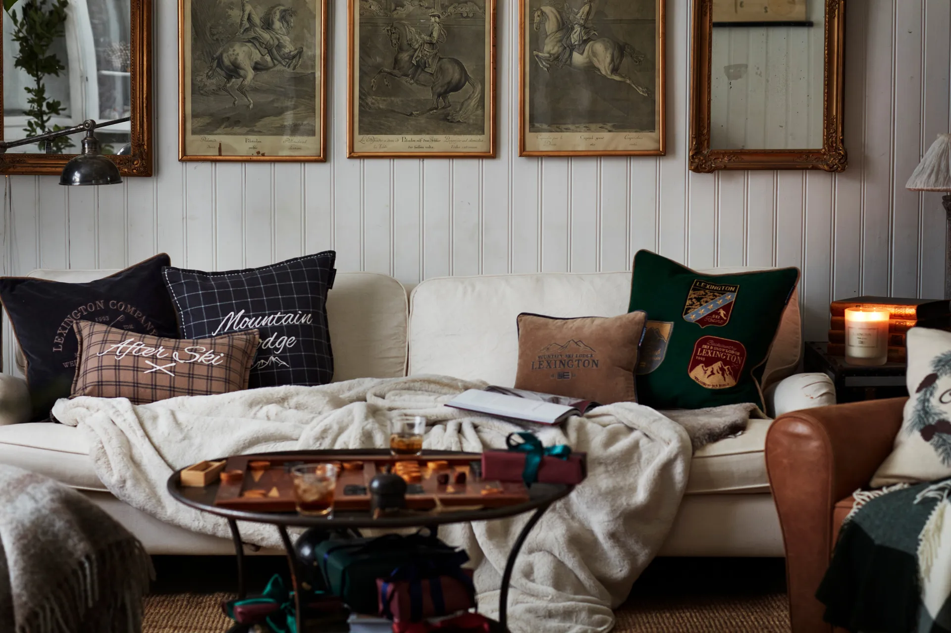 Capa de almofada Flanela After Ski Checked Algodão 30x50 cm, bege-cinzento escuro  Lexington