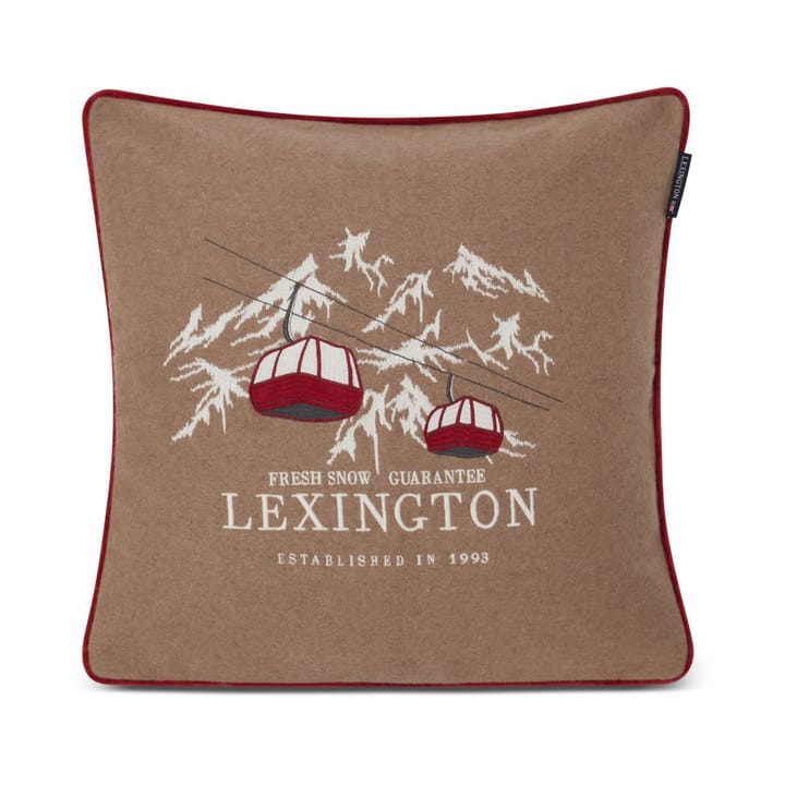 Capa de almofada Fresh Snow Ski Lift Wool Mix 50x50 cm, bege-branco-vermelho Lexington
