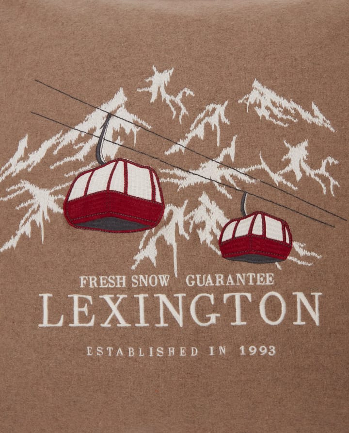 Capa de almofada Fresh Snow Ski Lift Wool Mix 50x50 cm, bege-branco-vermelho Lexington