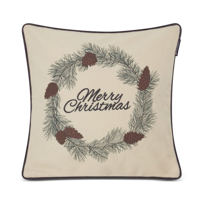 Capa de almofada Merry Christmas Wool Mix 50x50 cm, branco-verde-bege Lexington