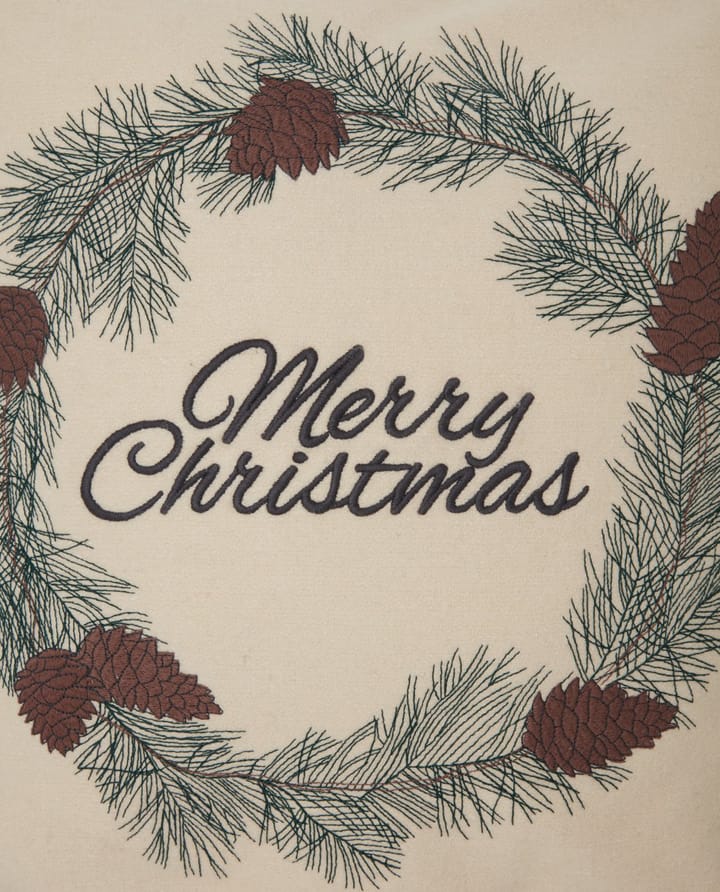 Capa de almofada Merry Christmas Wool Mix 50x50 cm, branco-verde-bege Lexington