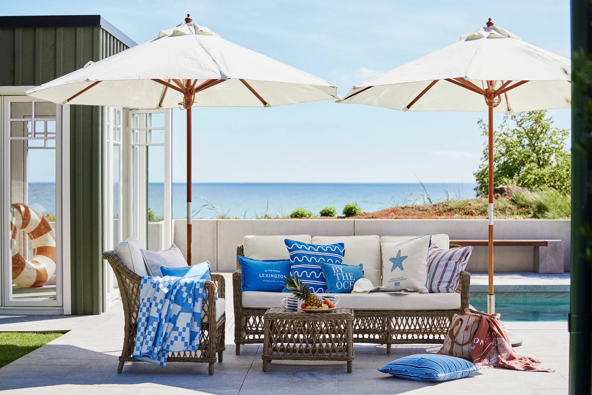 Capa de almofada Rope Wave Cotton Canvas 50x50 cm, Blue Lexington