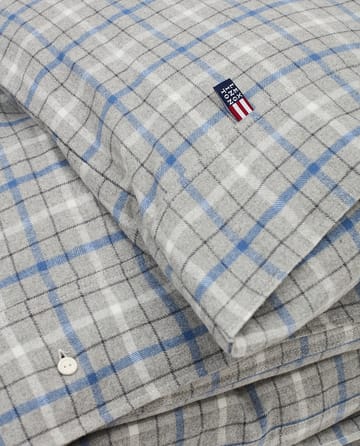 Capa de edredão Checked algodão flanela 150x210 cm - Cinza-azul - Lexington