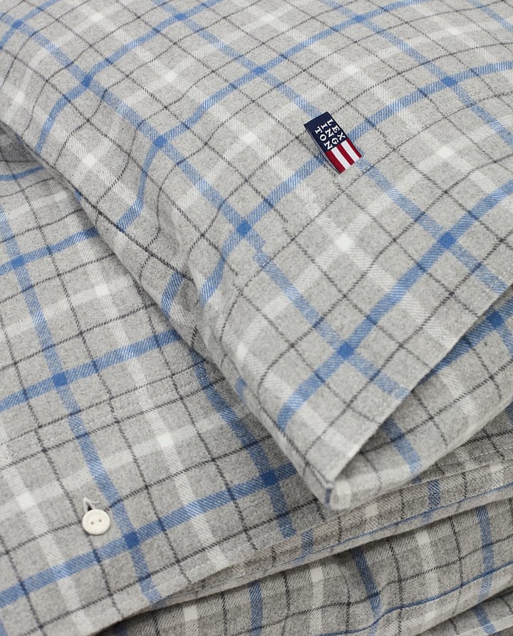 Capa de edredão Checked algodão flanela 150x210 cm, Cinza-azul Lexington
