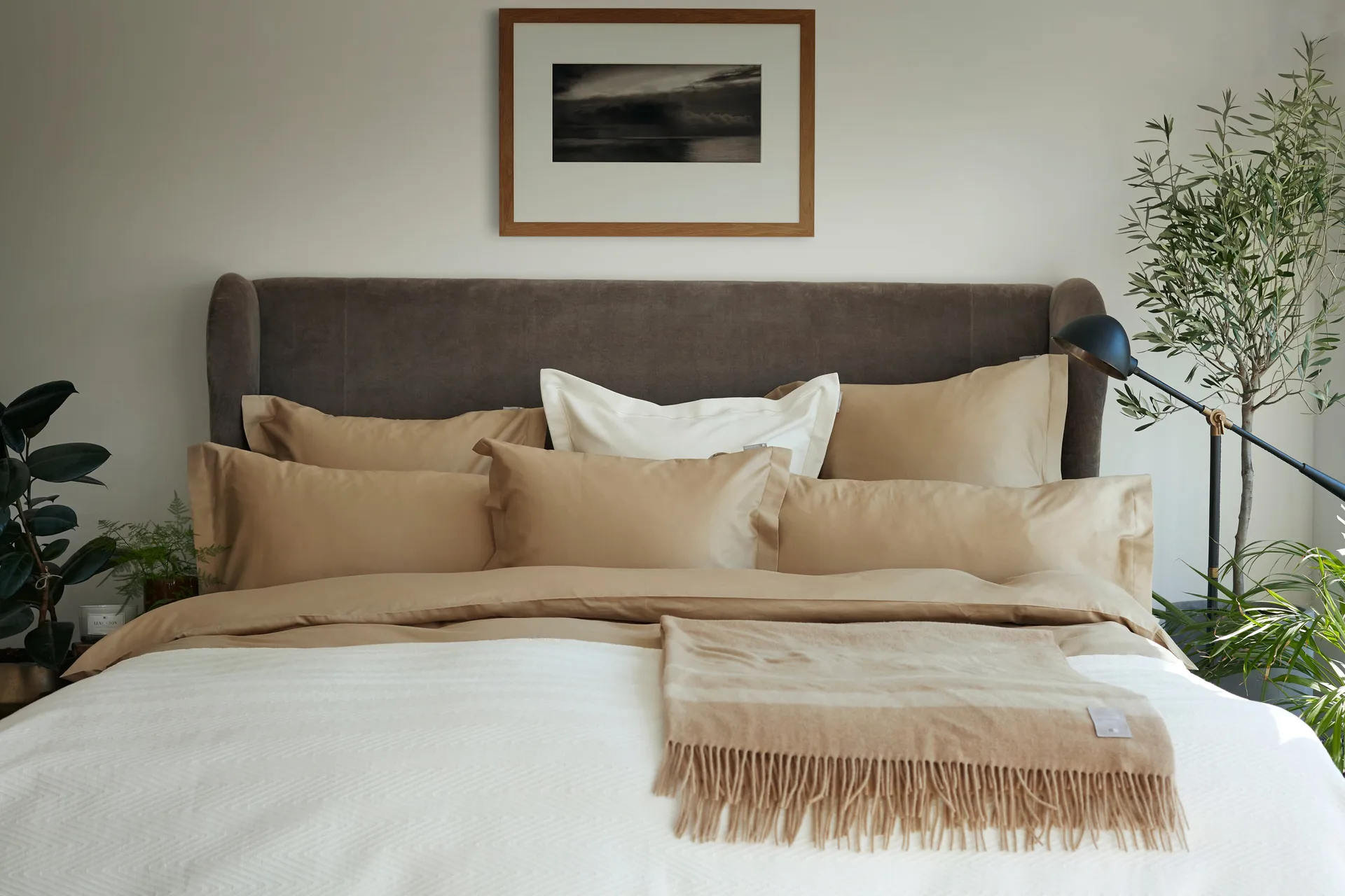 Capa de edredão Hotel Sateen Jacquard 220x220 cm, Light beige Lexington