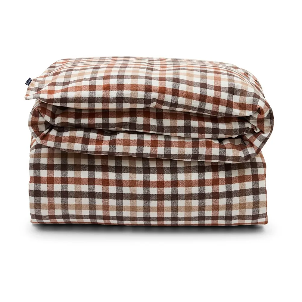 Capa de edredão xadrezada - algodão e flanela 220x220 cm, Rustic Marrom/Off Branco Lexington