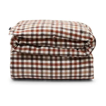 Capa de edredão xadrezada - algodão e flanela 220x220 cm - Rustic Marrom/Off Branco - Lexington