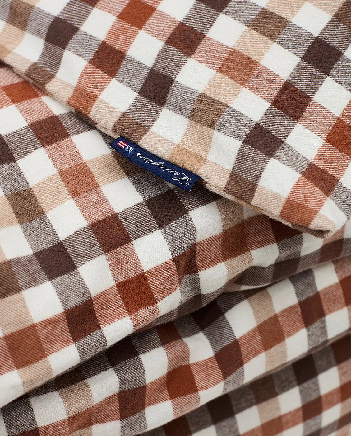 Capa de edredão xadrezada - algodão e flanela 220x220 cm, Rustic Marrom/Off Branco Lexington