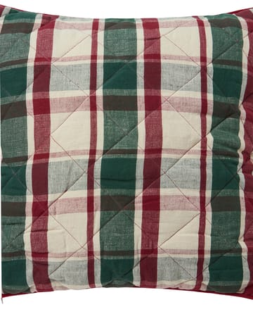 Checked capa de almofada acolchoada em linho/algodão 50x50 cm - Verde-vermelho-bege - Lexington