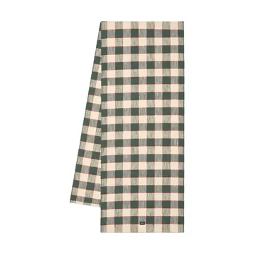 Checked ekologisk caminho de mesa em algodão - Green-Light bege-vermelho, 50x150 cm - Lexington