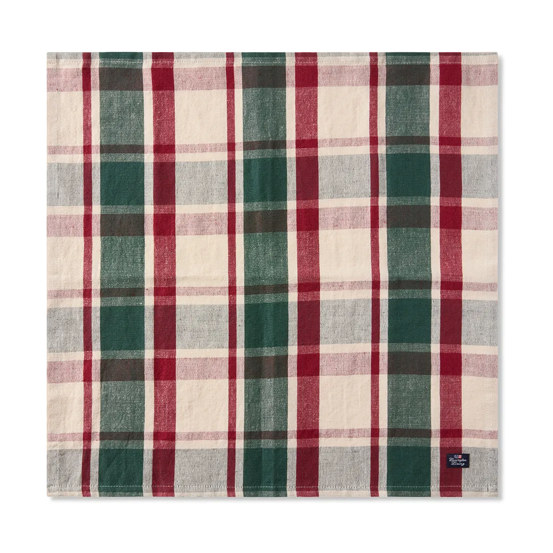 Checked linho/algodão guardanapo 50x50 cm, Verde-vermelho-bege Lexington
