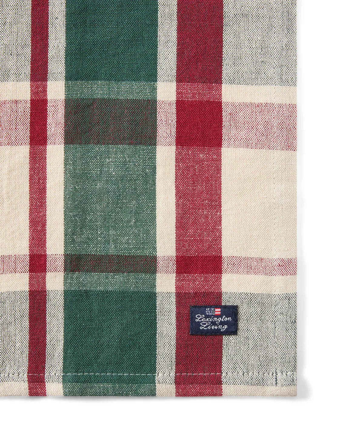 Checked linho/algodão guardanapo 50x50 cm, Verde-vermelho-bege Lexington