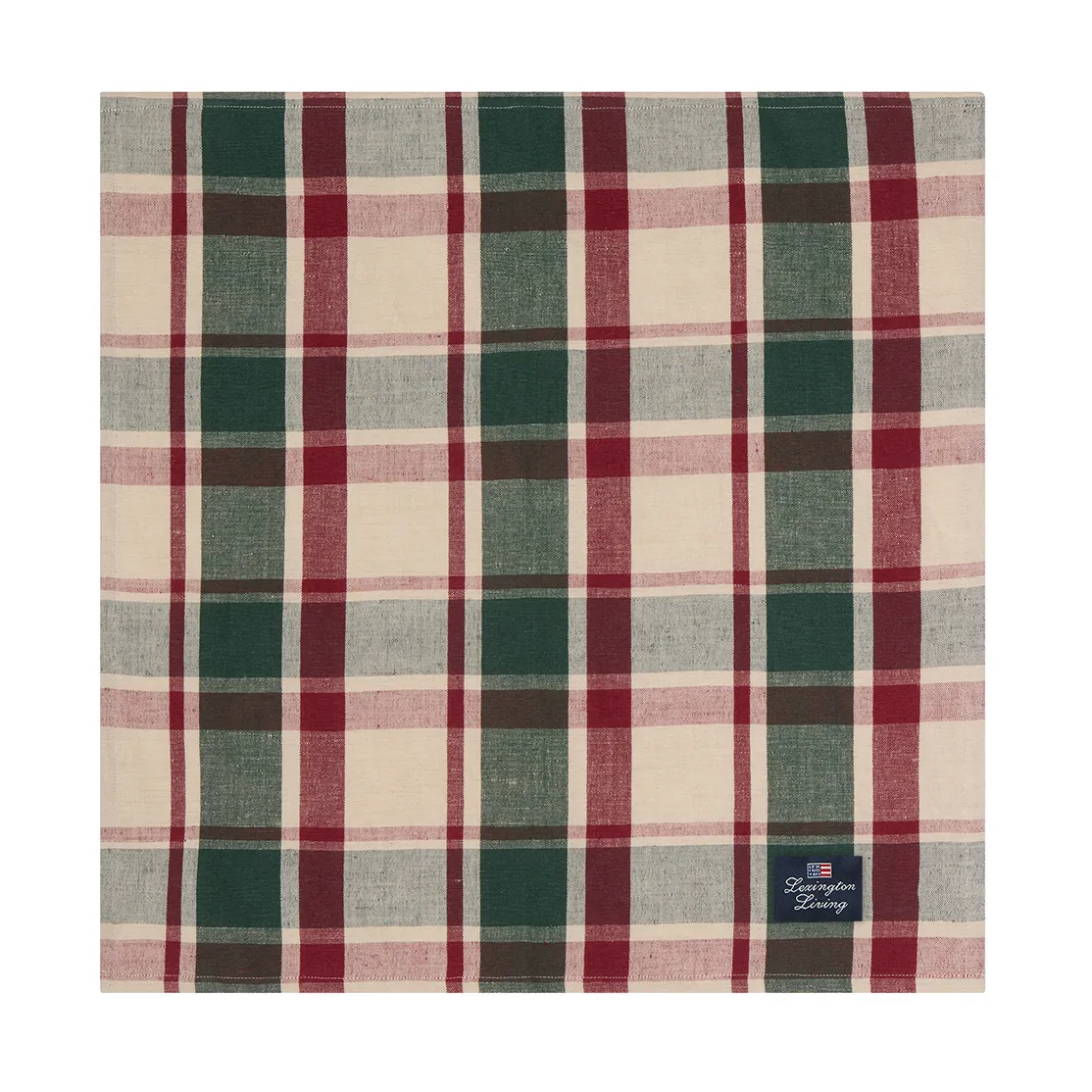 Checked linho/algodão guardanapo 50x50 cm, Verde-vermelho-bege Lexington