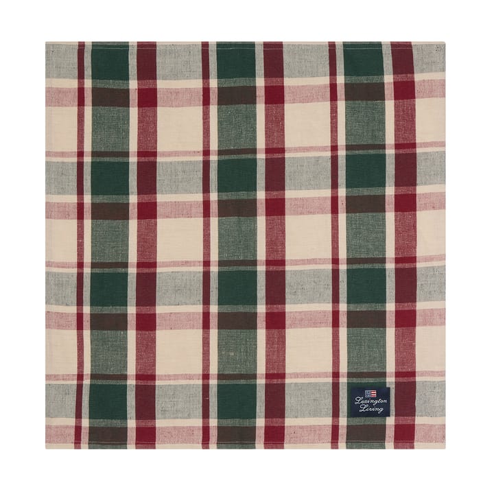 Checked linho/algodão guardanapo 50x50 cm, Verde-vermelho-bege Lexington