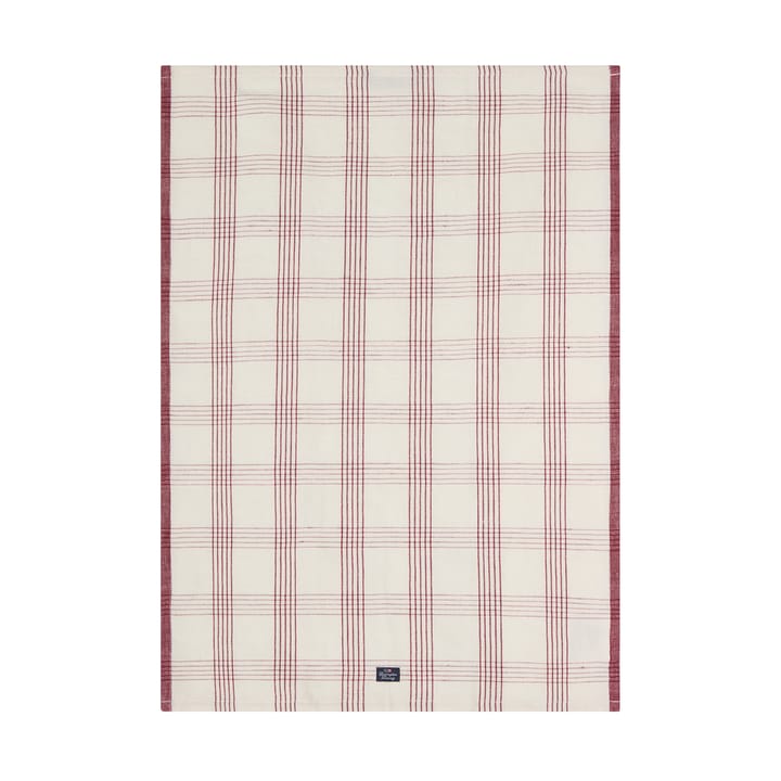 Checked linho/algodão pano de cozinha 50x70 cm - Branco-vermelho - Lexington