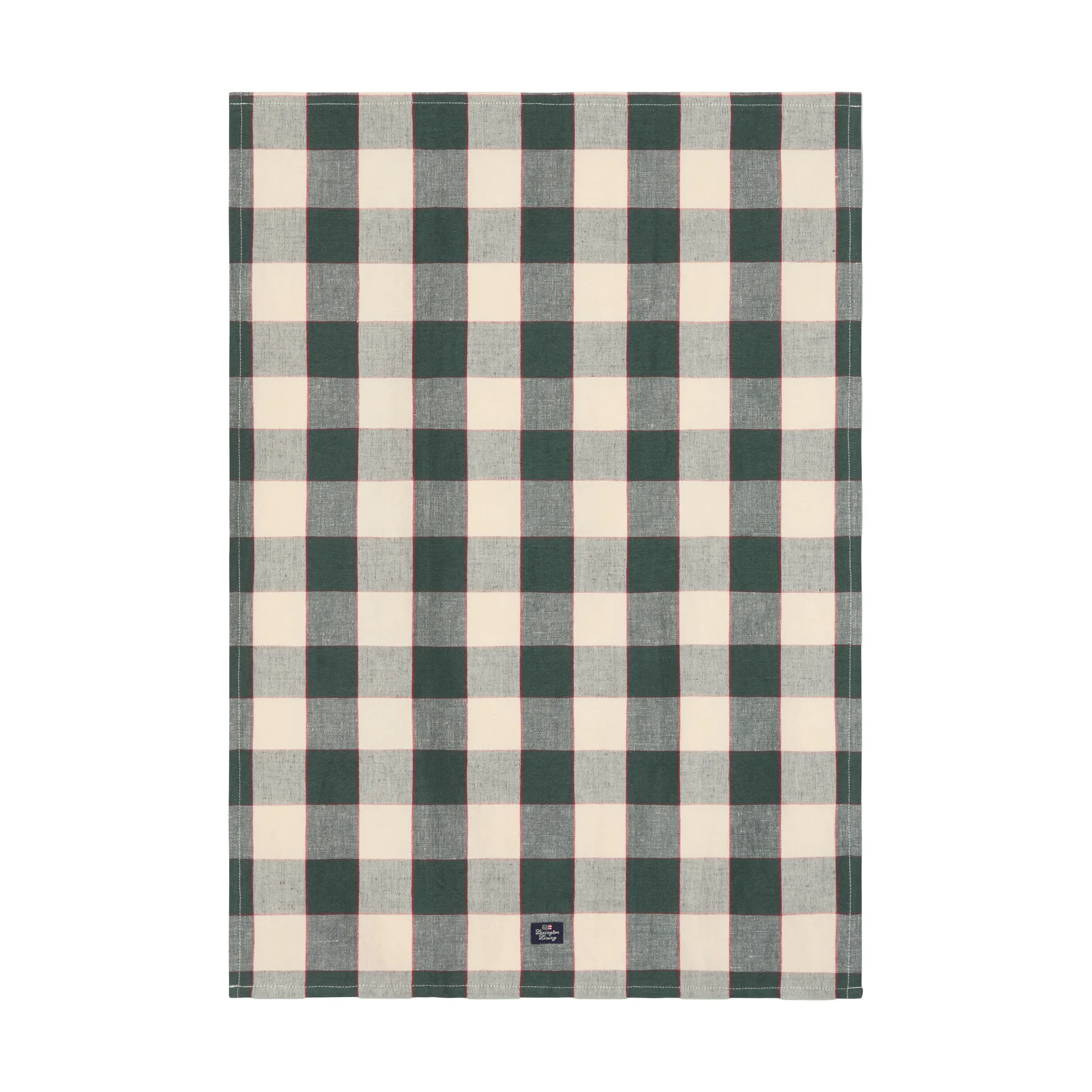 Checked linho/algodão pano de cozinha 50x70 cm, Green-light beige-red Lexington
