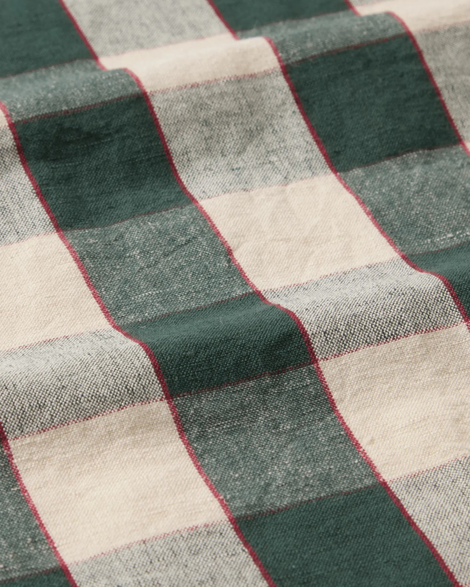 Checked linho/algodão pano de cozinha 50x70 cm, Green-light beige-red Lexington