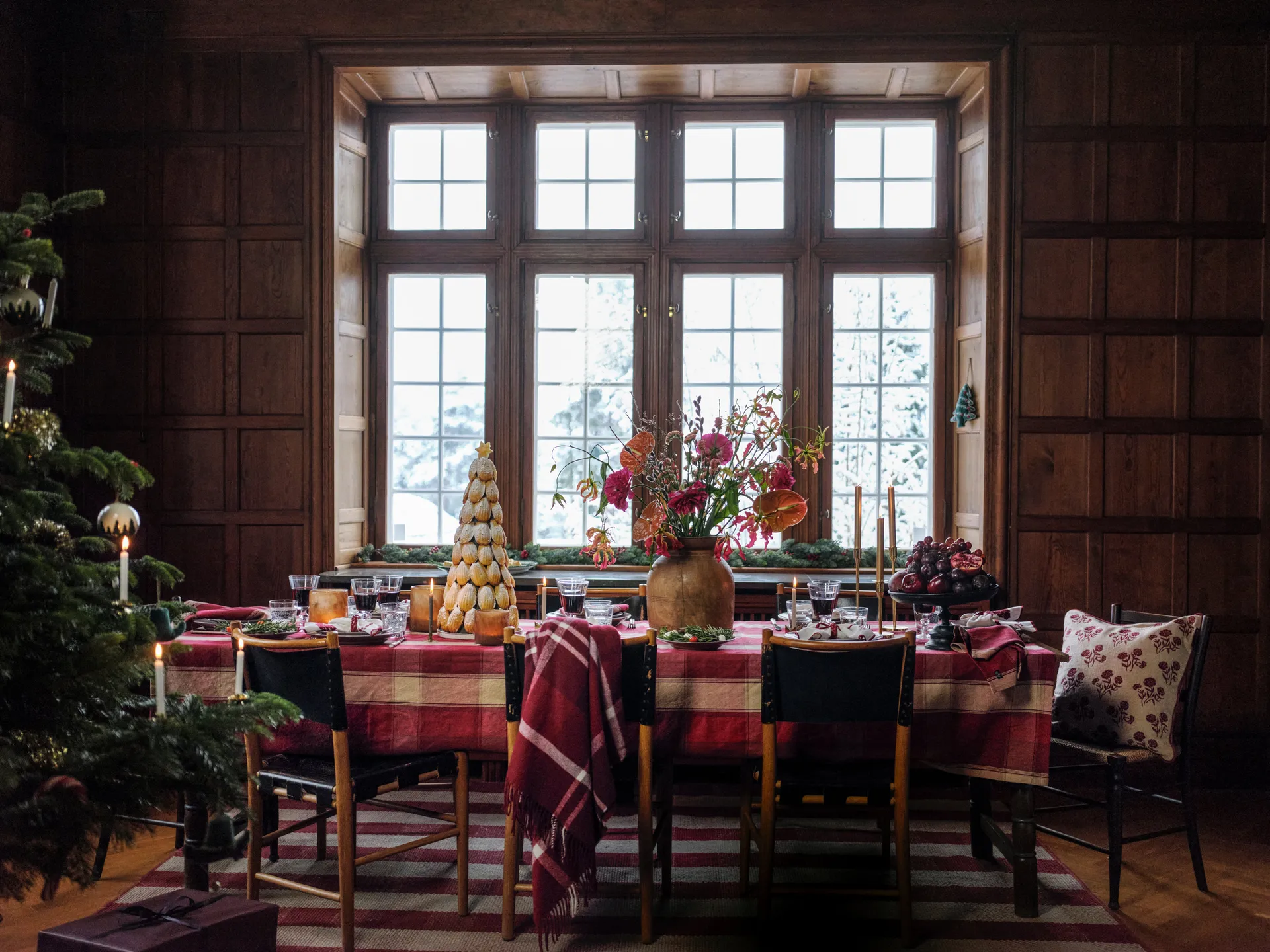 Checked Manta lã reciclada xadrez 130x170 cm, Vermelho-branco Lexington